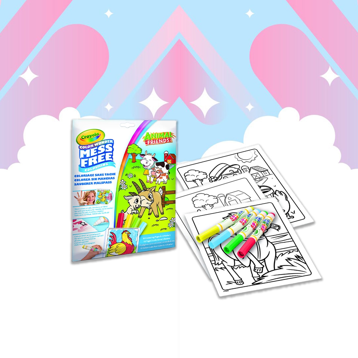 كريولا مجموعة كتاب تلوين أنيمال فريندز مع أقلام تلوين للجنسين، 3-4 سنوات