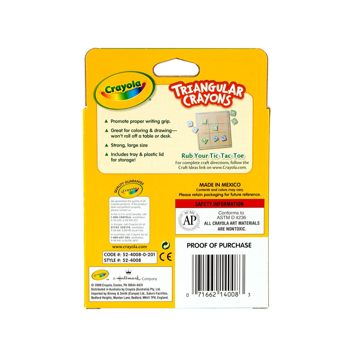 كرايولا علبة من 8 أقلام شمعية مثلثة مضادة للدحرجة للجنسين، 3-4 سنوات