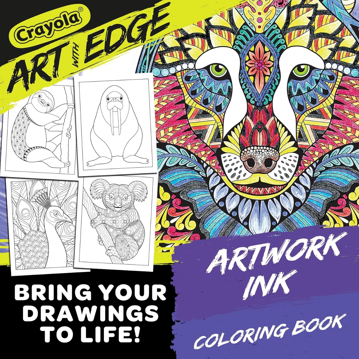 Crayola Art with Edge Jungle Animal Colouring Book Unisex, 3-4 Years