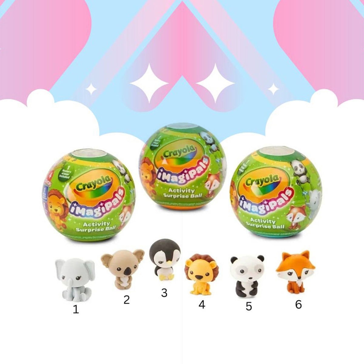 Crayola Assorted 12 Imagipals In Counter Display Mystery Animal Activity Surprise Ball Unisex, 5-7 Years