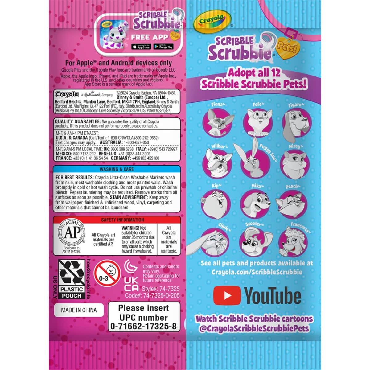 Crayola Assorted Scribble Scrubbie Unisex, 3-4 Years