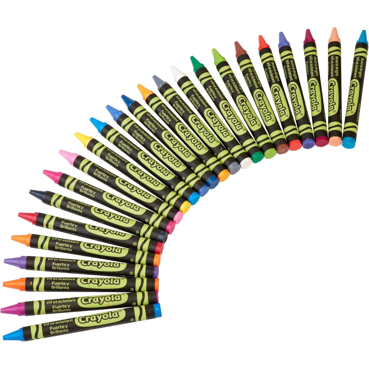 كرايولا علبة من 24 قلم شمعي للورق البني السميك بألوان زاهية للجنسين، 3-4 سنوات