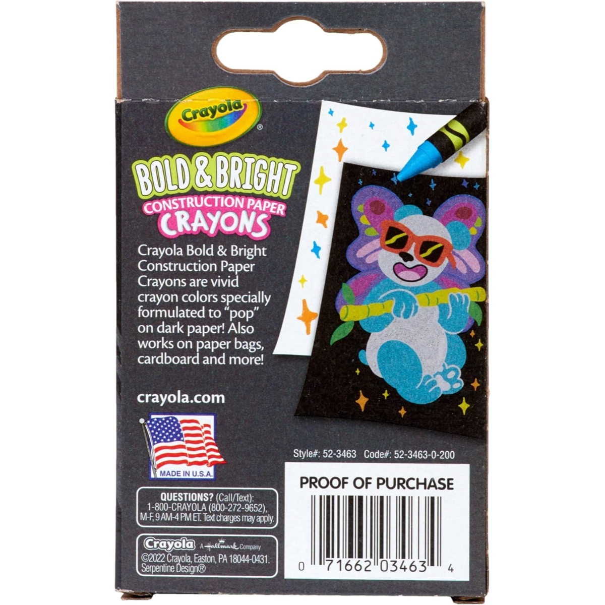 كرايولا علبة من 24 قلم شمعي للورق البني السميك بألوان زاهية للجنسين، 3-4 سنوات