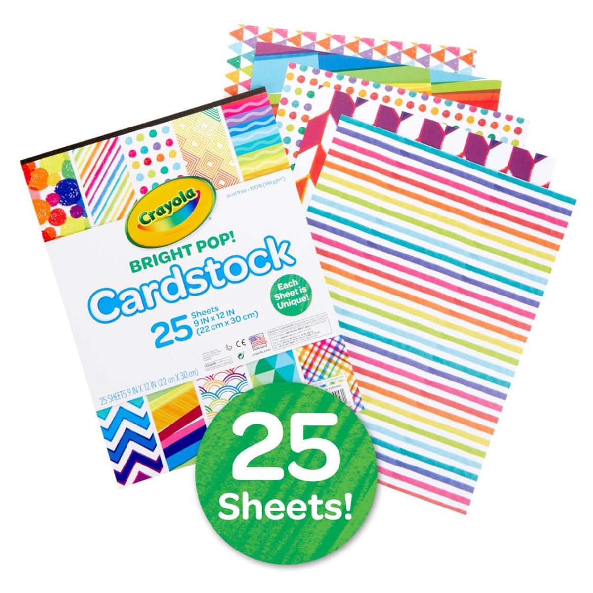 Crayola Bright Pop! Cardstock Unisex, 3-4 Years, Pack of 25
