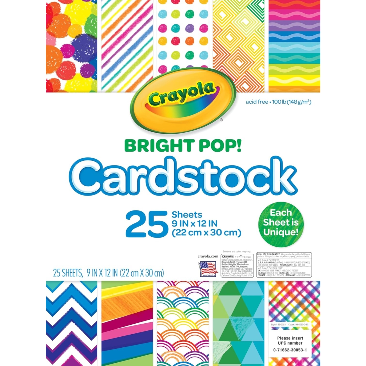 Crayola Bright Pop! Cardstock Unisex, 3-4 Years, Pack of 25