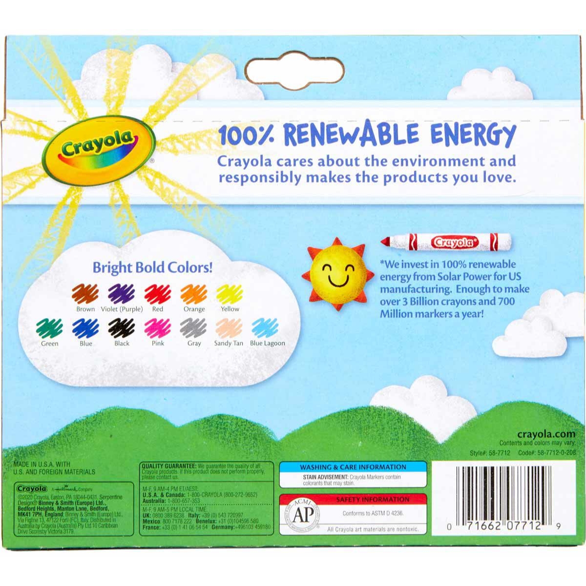 كرايولا أقلام ماركر كلاسيكية خط عريض متنوعة الألوان للجنسين، 3-4 سنوات، مجموعة من 12