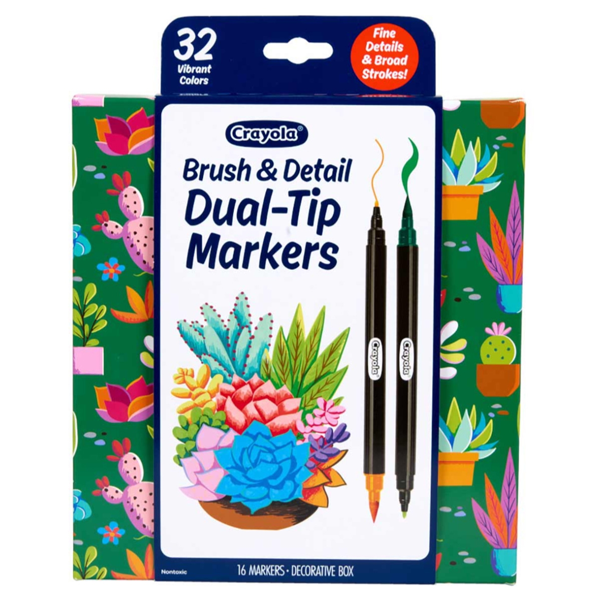 Crayola Brush & Detail Dual-Tip Markers Unisex, 5-7 Years, Pack of 16