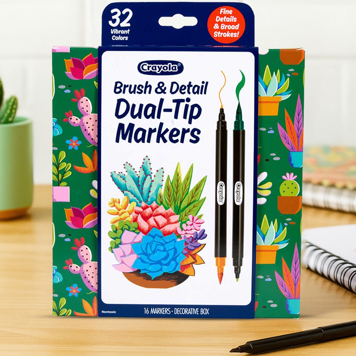 Crayola Brush & Detail Dual-Tip Markers Unisex, 5-7 Years, Pack of 16