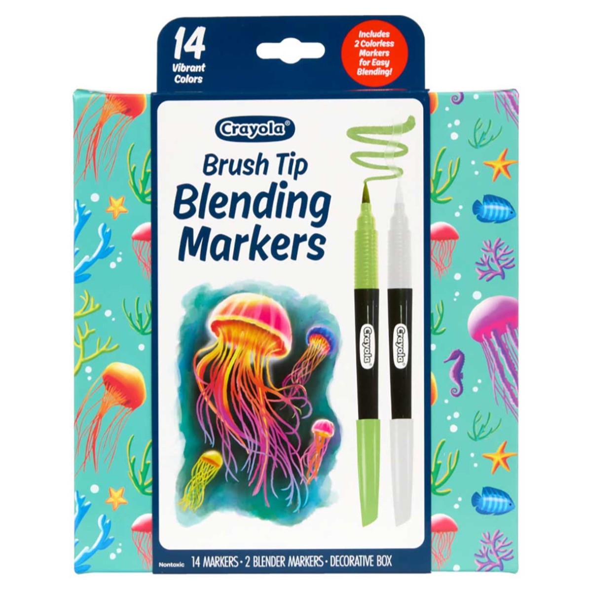 كرايولا أقلام تلوين بطرف فرشاة للدمج، للجنسين، من عمر 5 إلى 7 سنوات، مجموعة من 16 قطعة