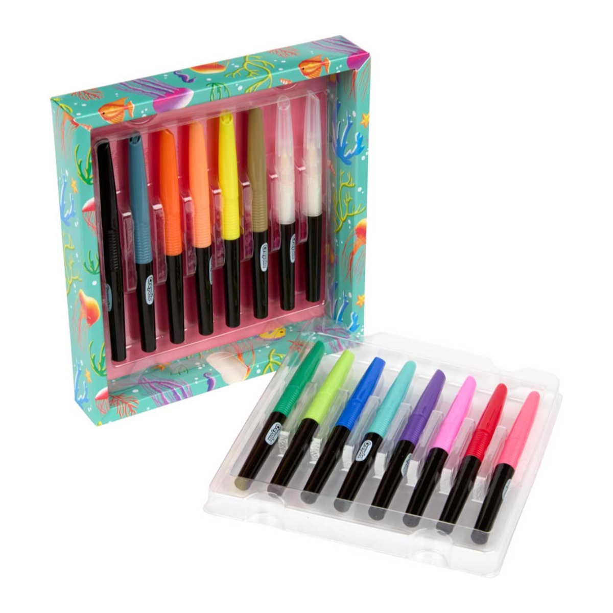 كرايولا أقلام تلوين بطرف فرشاة للدمج، للجنسين، من عمر 5 إلى 7 سنوات، مجموعة من 16 قطعة