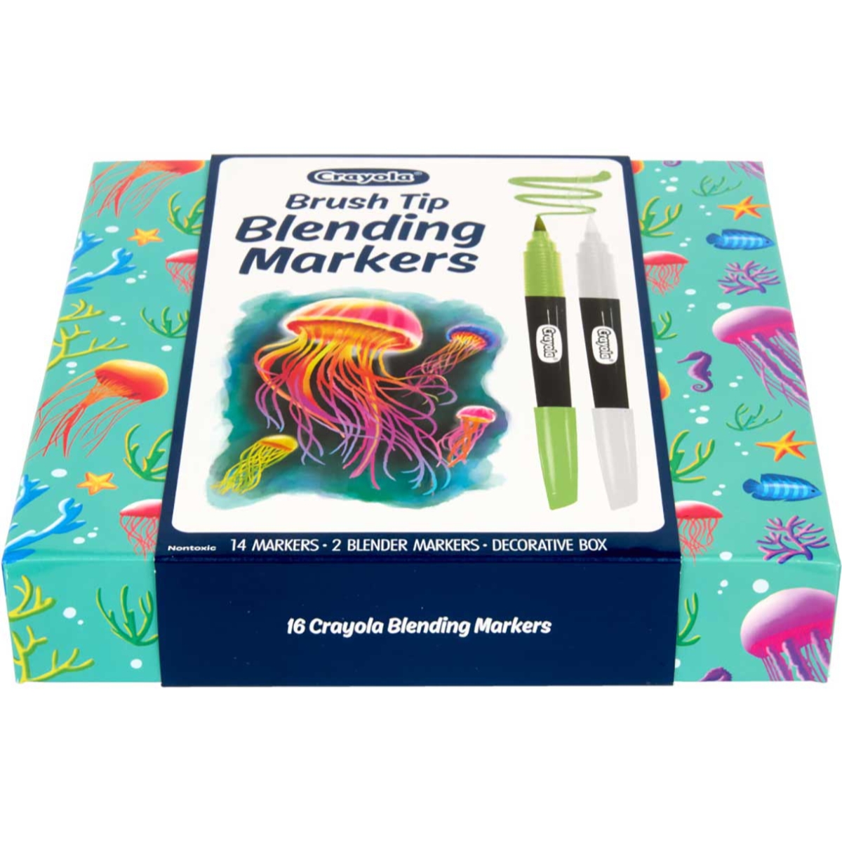كرايولا أقلام تلوين بطرف فرشاة للدمج، للجنسين، من عمر 5 إلى 7 سنوات، مجموعة من 16 قطعة