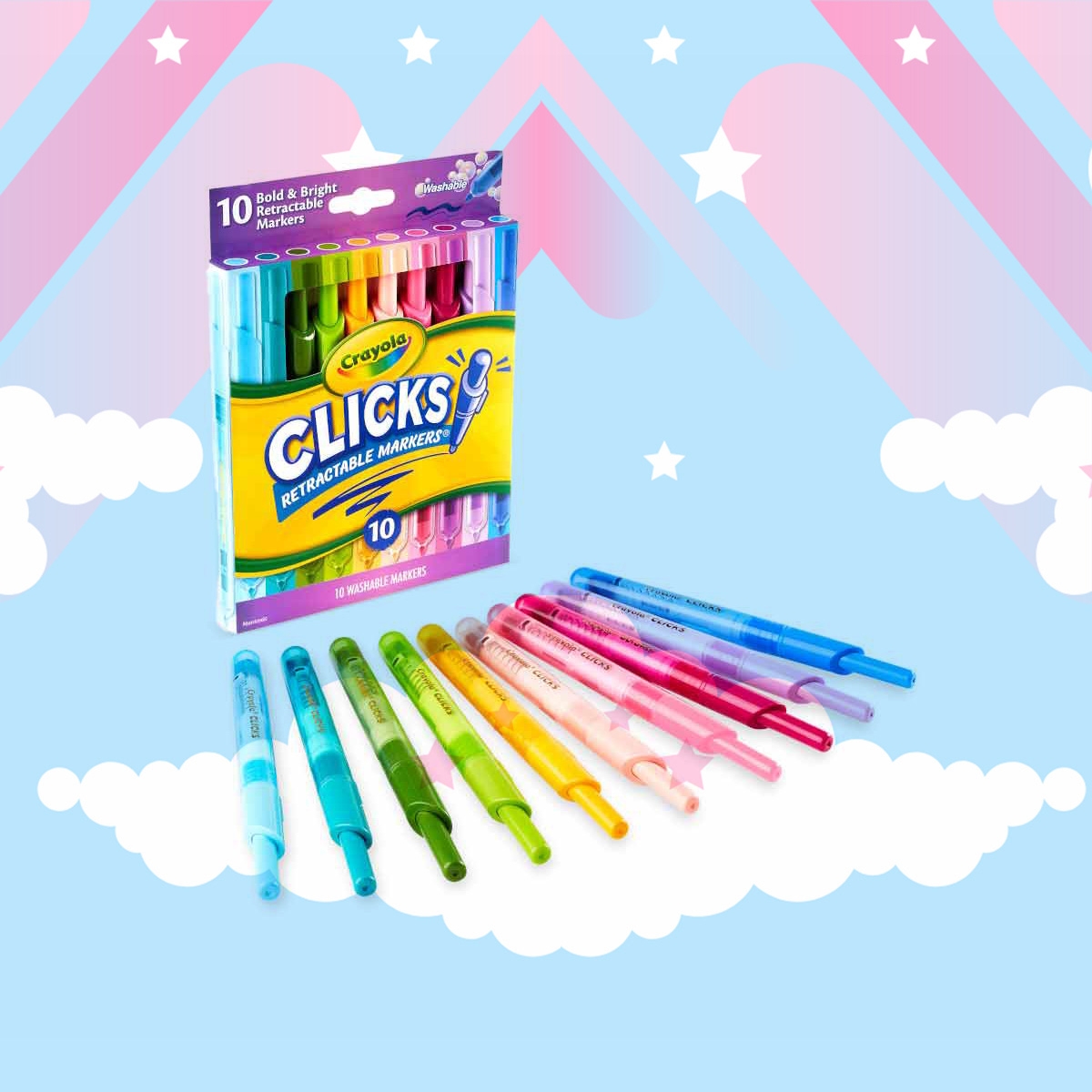 كرايولا ماركرز كليكس بولد قابلة للسحب للجنسين، 8-10 سنوات، مجموعة من 10