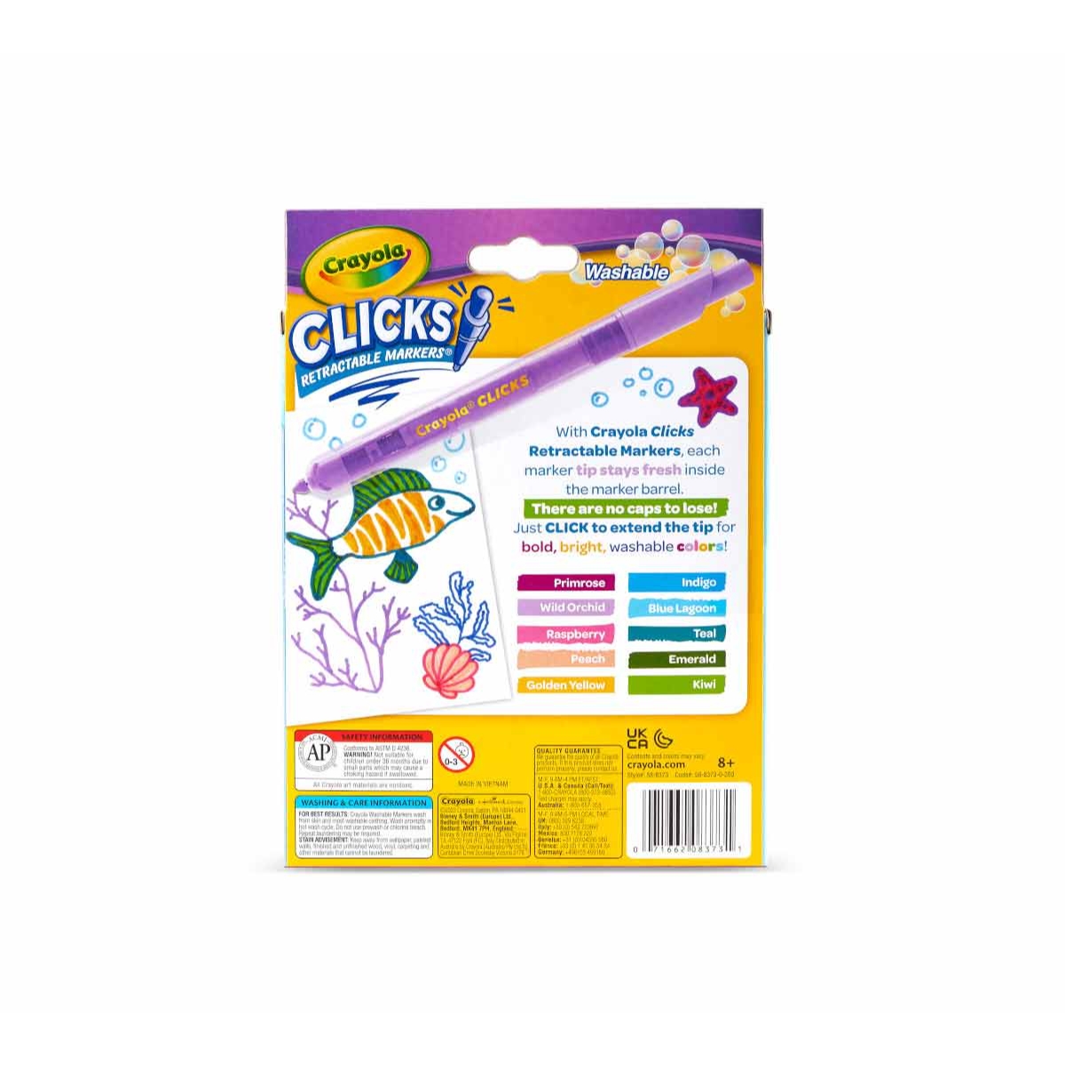 كرايولا ماركرز كليكس بولد قابلة للسحب للجنسين، 8-10 سنوات، مجموعة من 10