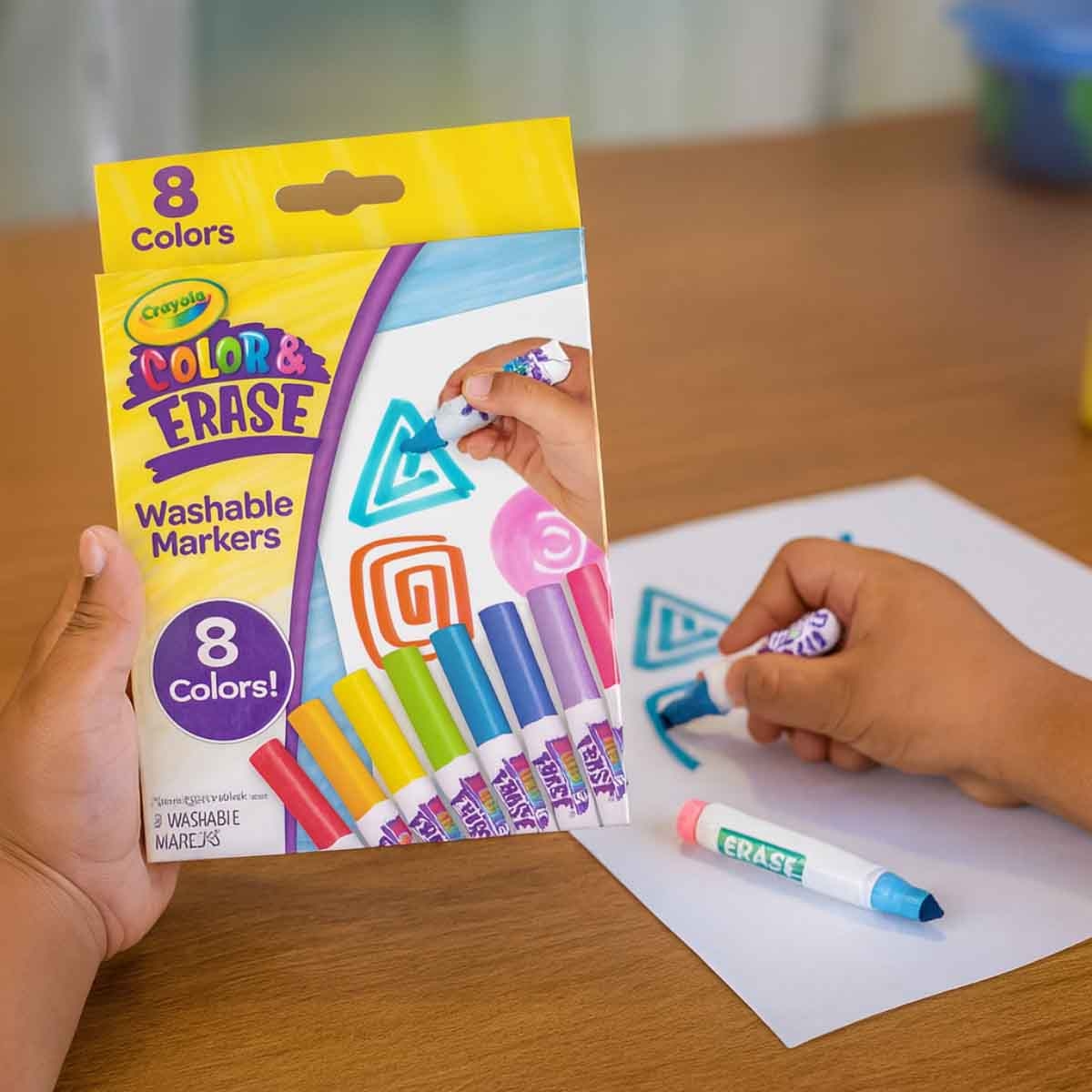 كرايولا اقلام تحديد قابلة للمسح والتلوين، للجنسين، 3-4 سنوات، مجموعة 8