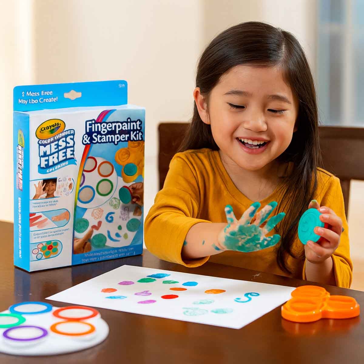 Crayola Color Wonder Mess Free Fingerpainting & Stamper Art Kit Unisex, 3-4 Years