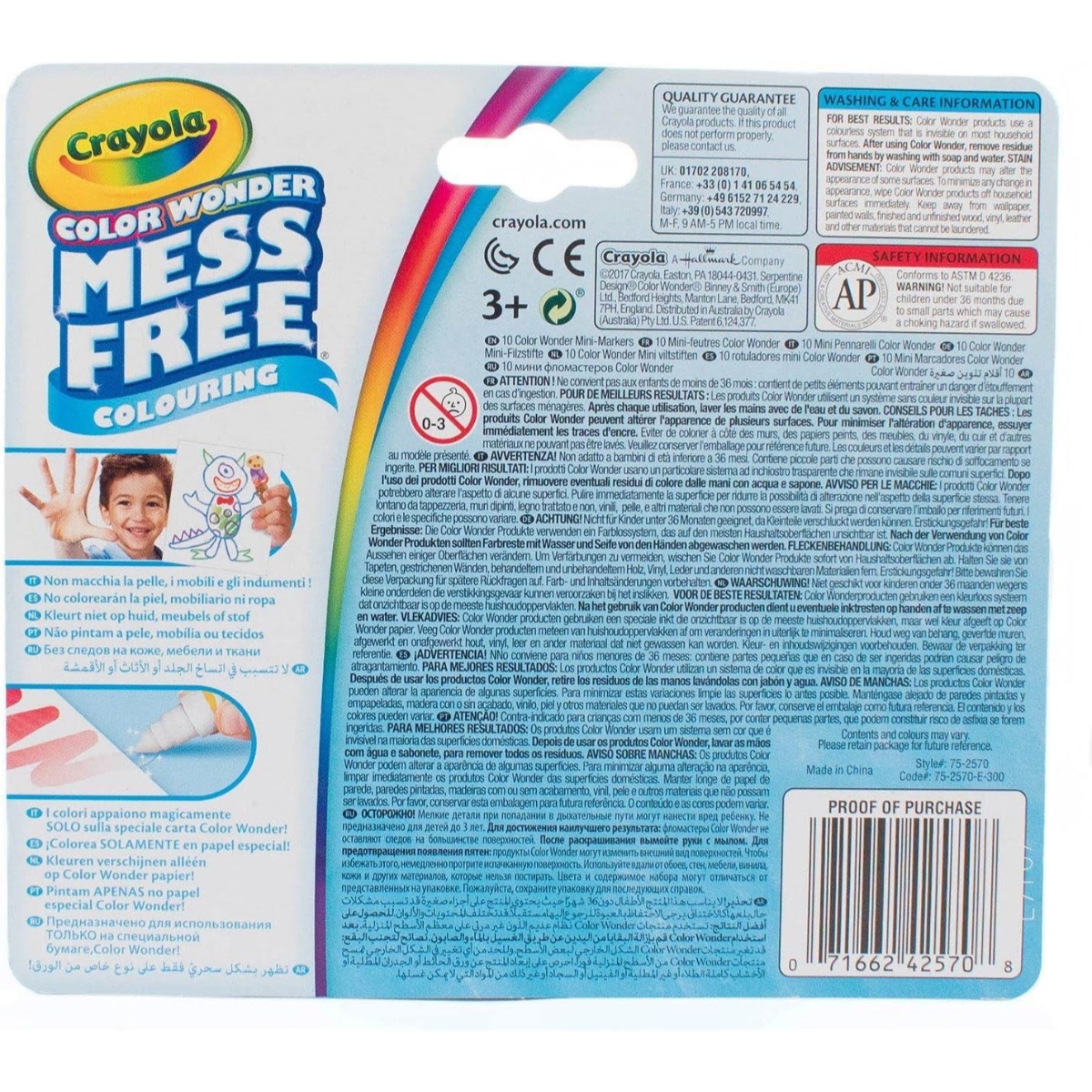 Crayola Color Wonder Mess Free Markers Unisex, 3-4 Years, Pack of 10