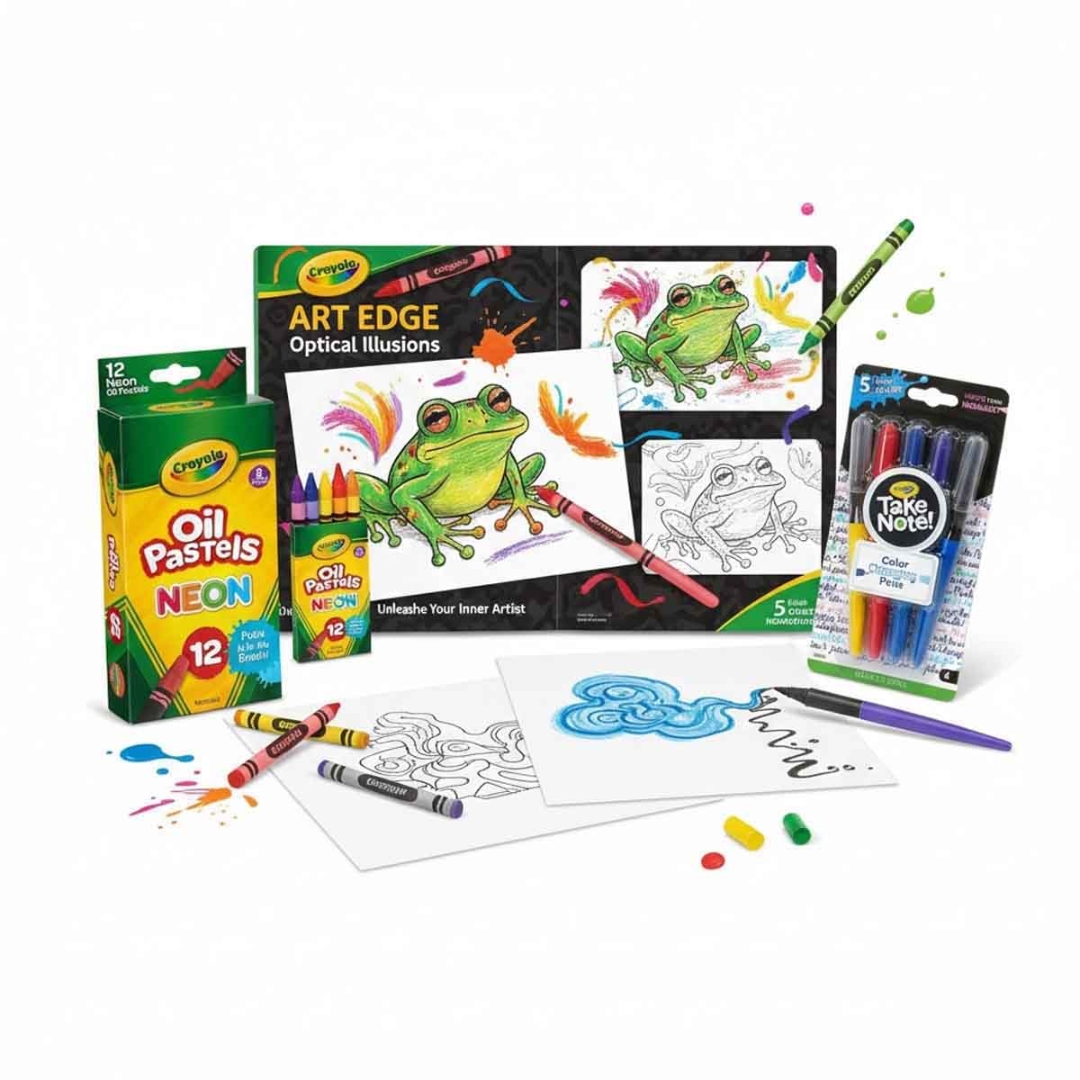Crayola Colour Changing & Paint Brush Pens, Crayons with Oil Pastels & Colouring Book Bundle Pack Unisex, 5-7 Years