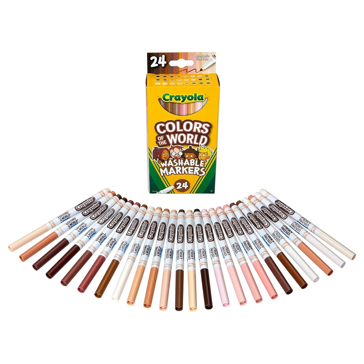 Crayola Colours of the World Washable Fine Line Markers Unisex, 3-4 Years, Pack of 24