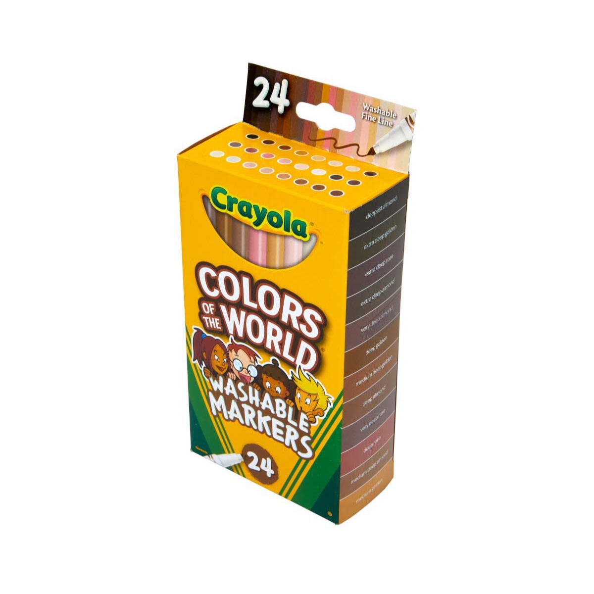 Crayola Colours of the World Washable Fine Line Markers Unisex, 3-4 Years, Pack of 24