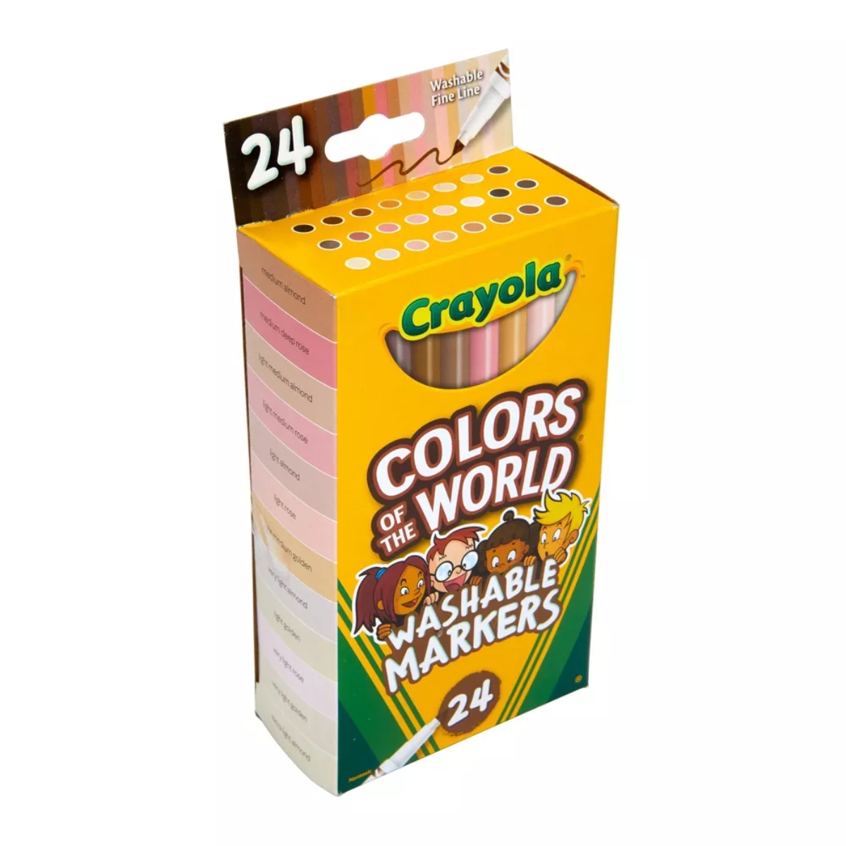 Crayola Colours of the World Washable Fine Line Markers Unisex, 3-4 Years, Pack of 24