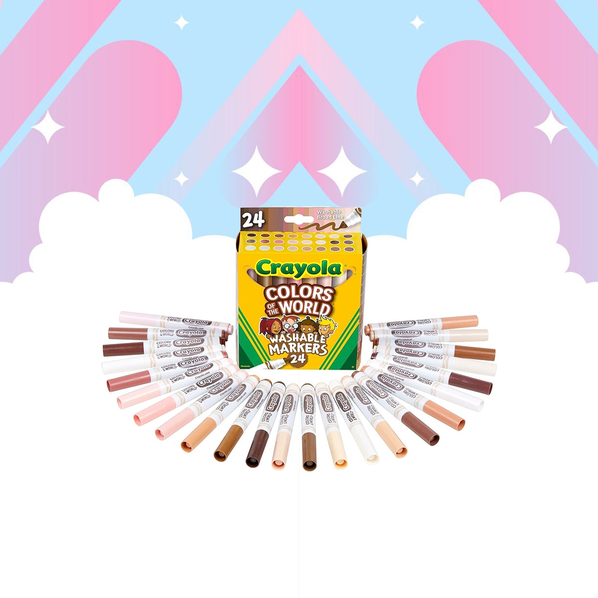 كرايولا علبة من 24 قلم ماركر قابل للغسل ألوان العالم للجنسين، 3-4 سنوات