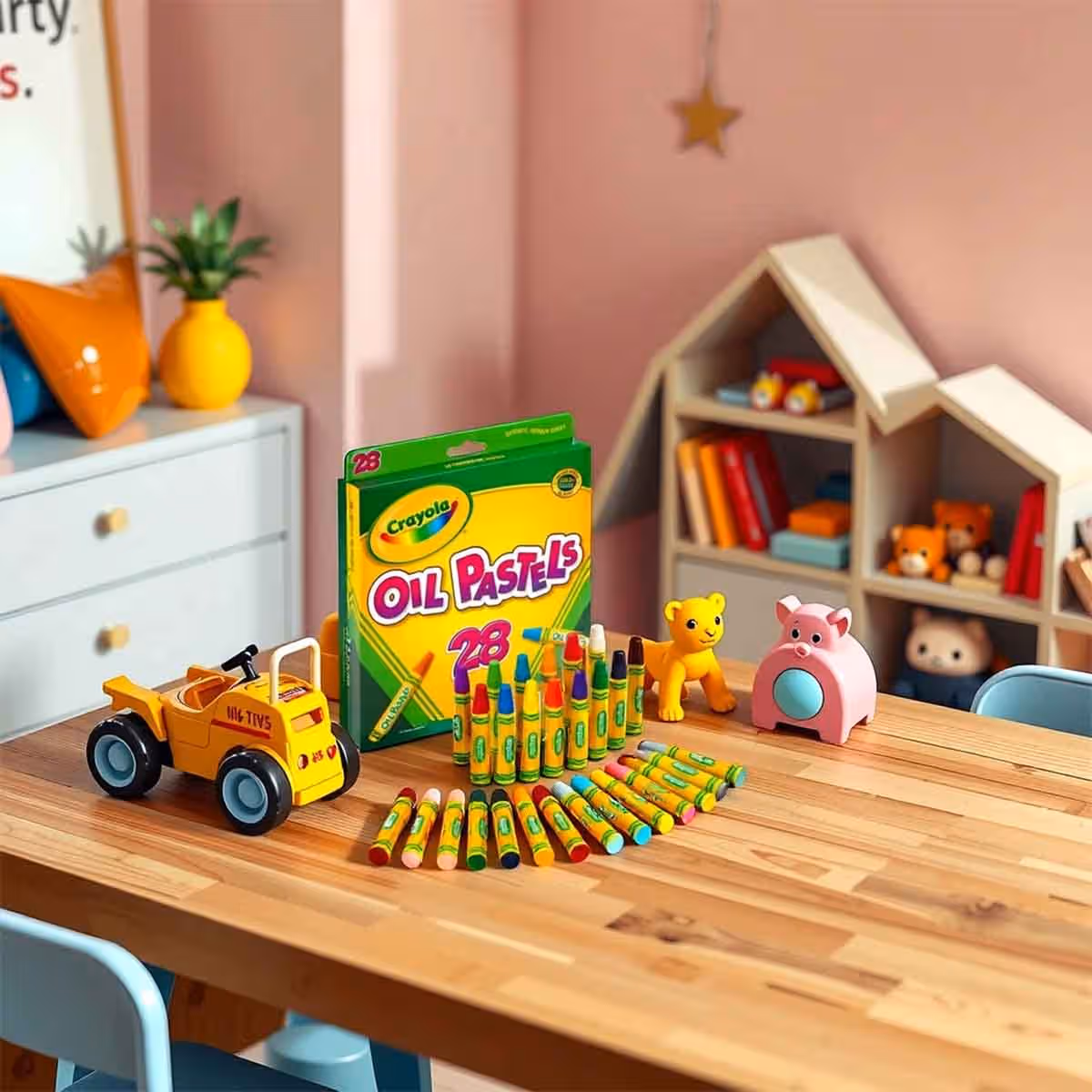 Crayola Crayons & Oil Pastels with Colouring Book & Blank Paper Pad Bundle Pack Unisex, 5-7 Years