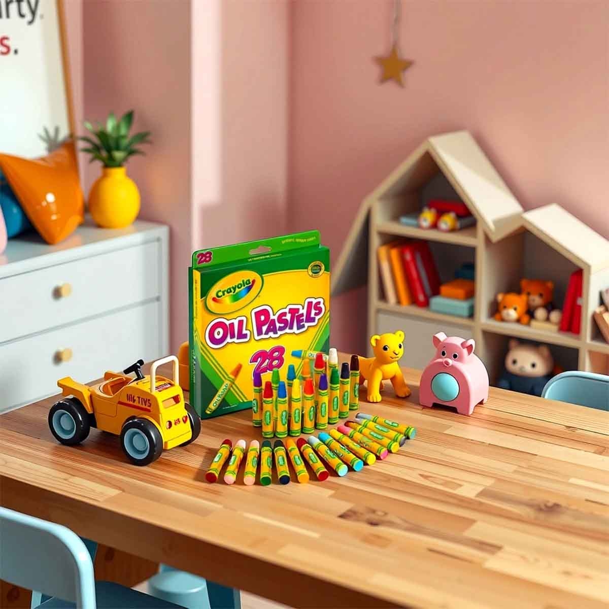 Crayola Crayons & Oil Pastels with Colouring Book & Blank Paper Pad Bundle Pack Unisex, 5-7 Years