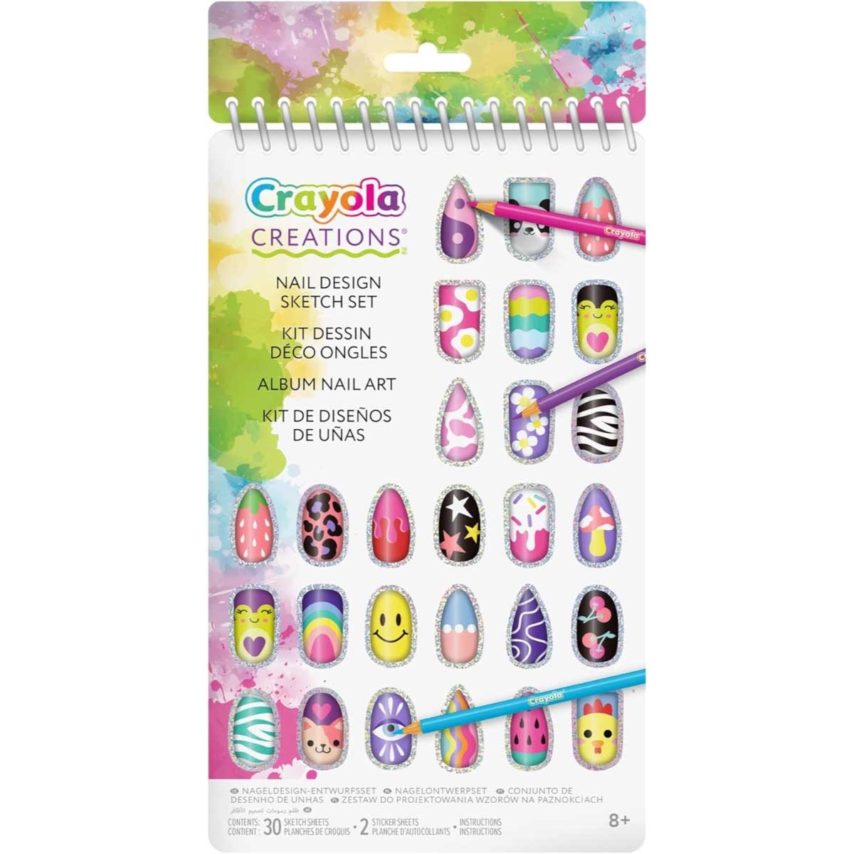مجموعة ملصقات تصميم الأظافر من كرايولا كرييشنز، للبنات من 8 إلى 10 سنوات