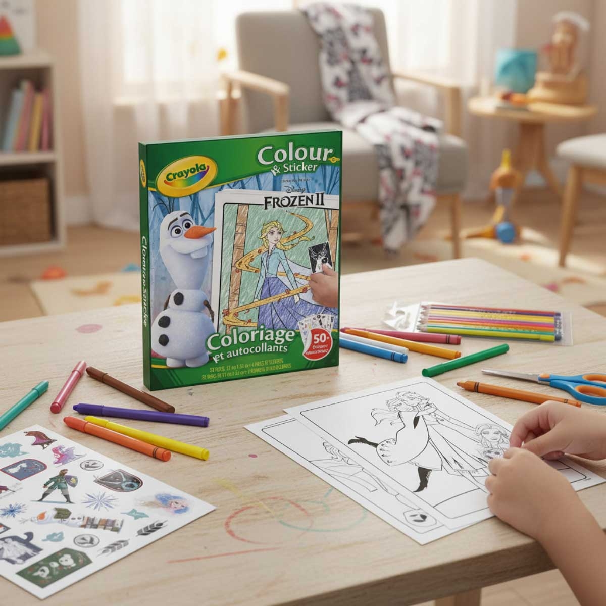 كتاب تلوين وملصقات كرايولا ديزني فروزن، للجنسين، 3-4 سنوات
