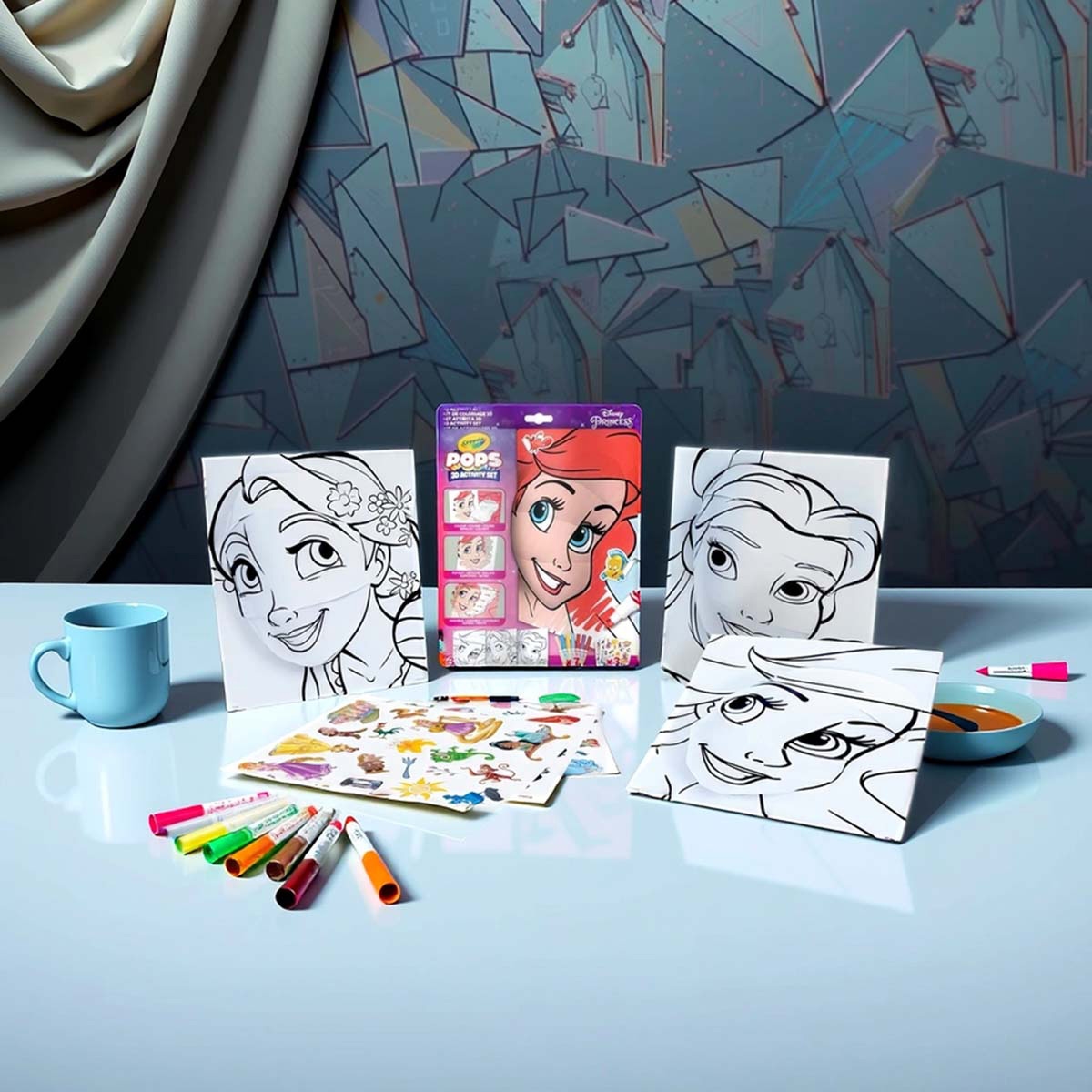 كريولا مجموعة تلوين نشاطات ديزني برنسس ثلاثية الأبعاد للجنسين، 5-7 سنوات