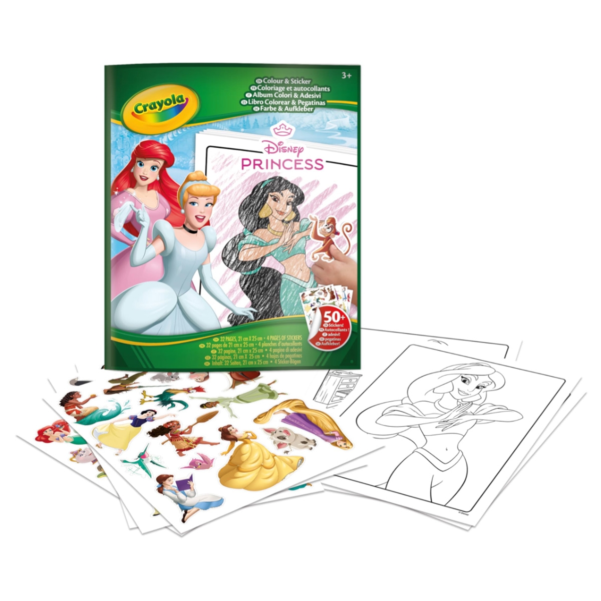 Crayola Disney Princess Coloring Page with Stickers Unisex, 3-4 Years