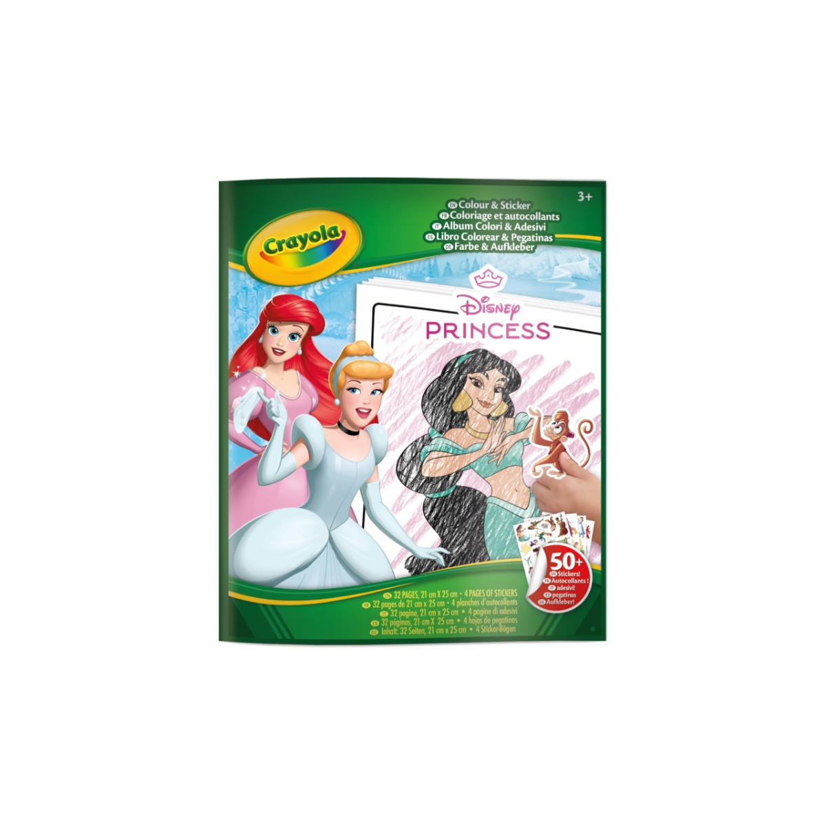 Crayola Disney Princess Coloring Page with Stickers Unisex, 3-4 Years