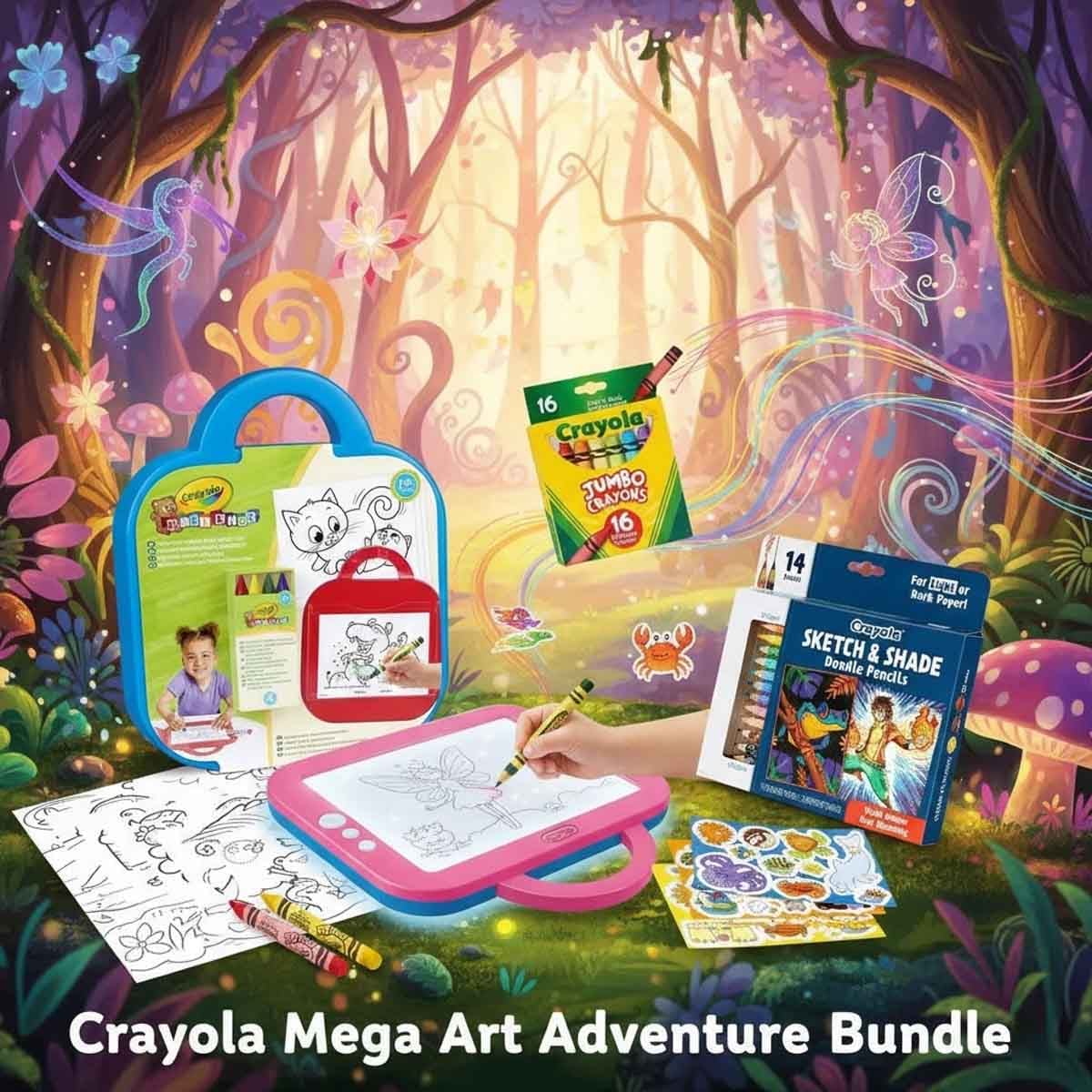 Crayola Doodle Pencils & Jumbo Crayons with Tracing Pad & Dry Erase Mat Bundle Pack Unisex, 5-7 Years