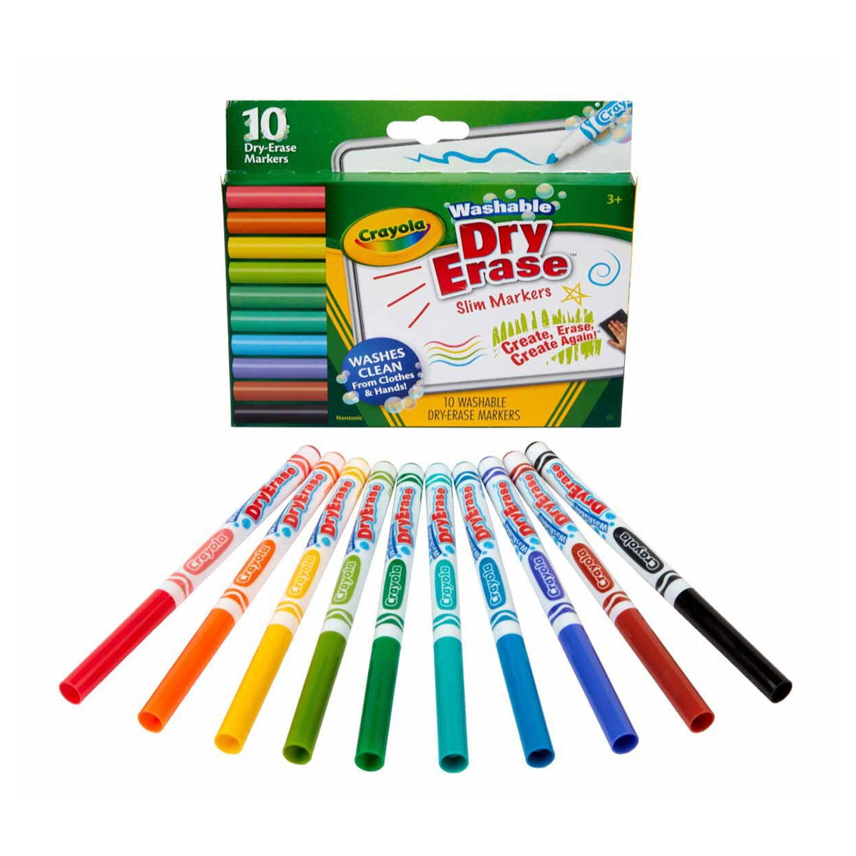 Crayola Dry Erase Slim Washable Markers Unisex, 3-4 Years, Pack of 10