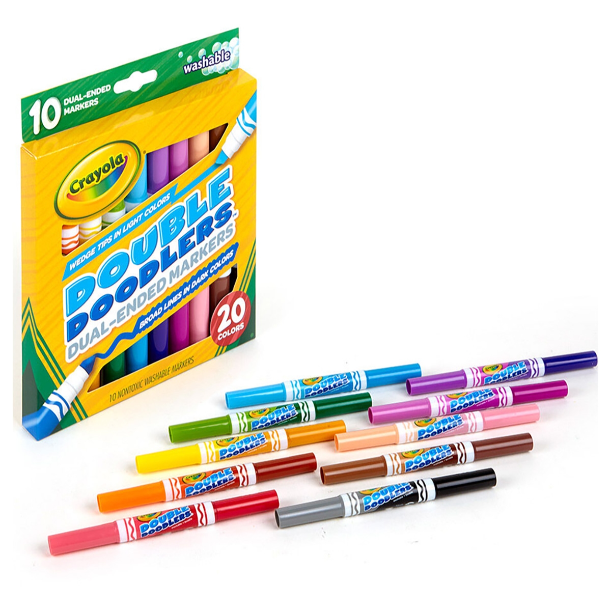 كرايولا ماركرز برأس مزدوج للجنسين، 3-4 سنوات، مجموعة من 10