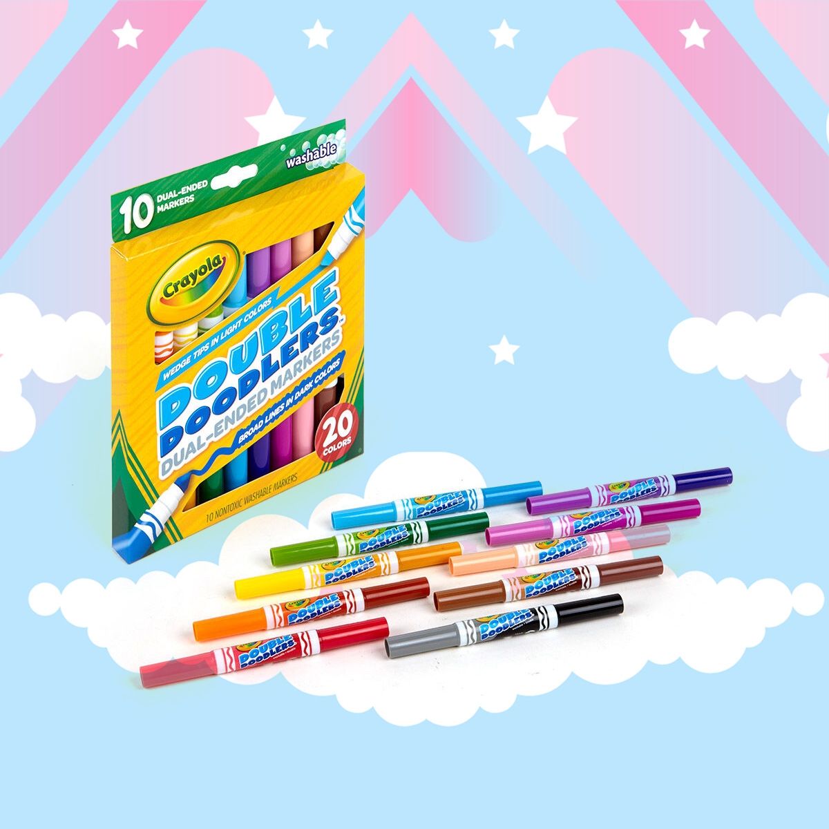 كرايولا ماركرز برأس مزدوج للجنسين، 3-4 سنوات، مجموعة من 10