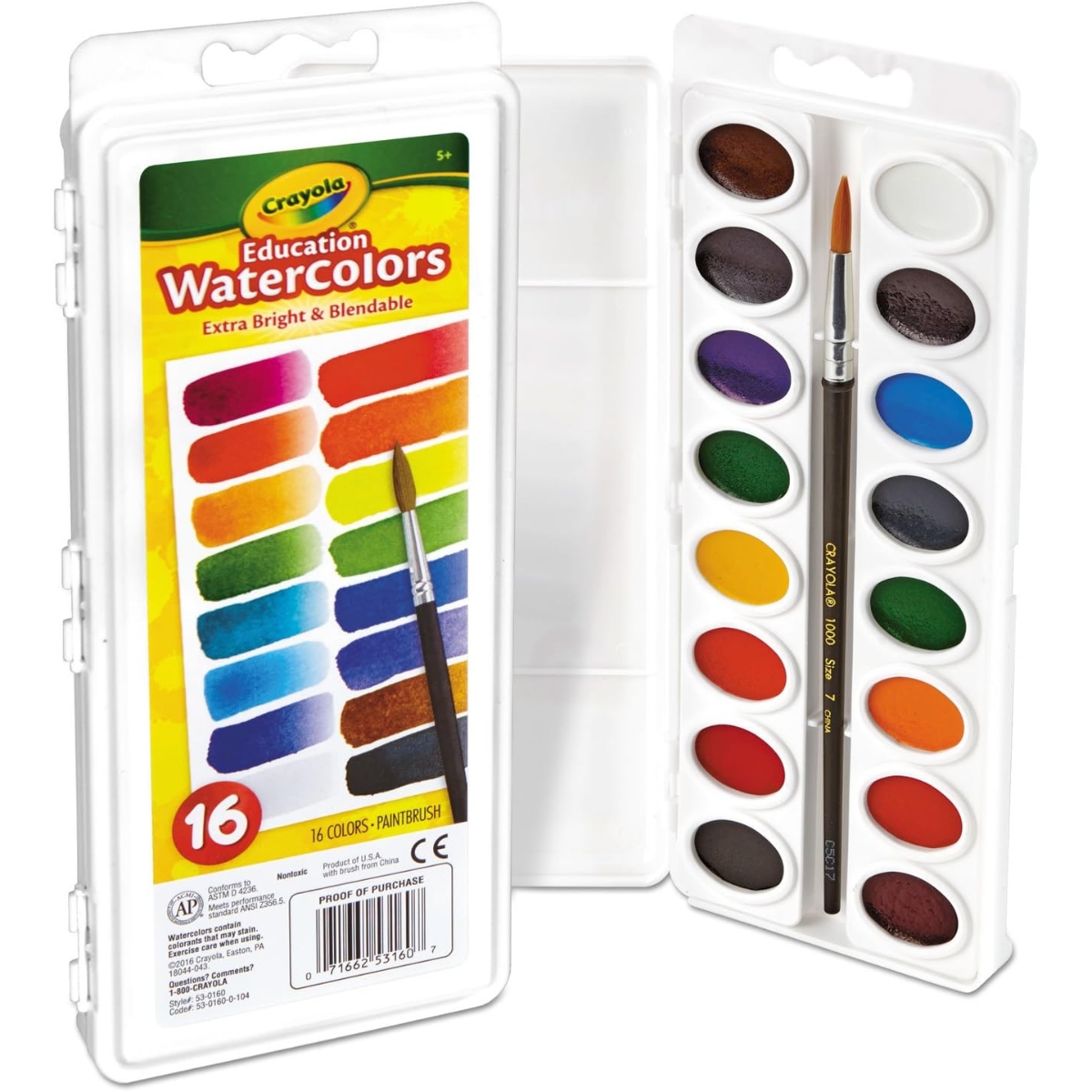 Crayola Extra-Bright and Blendable Education Watercolor Palette Tray Unisex, 5-7 Years
