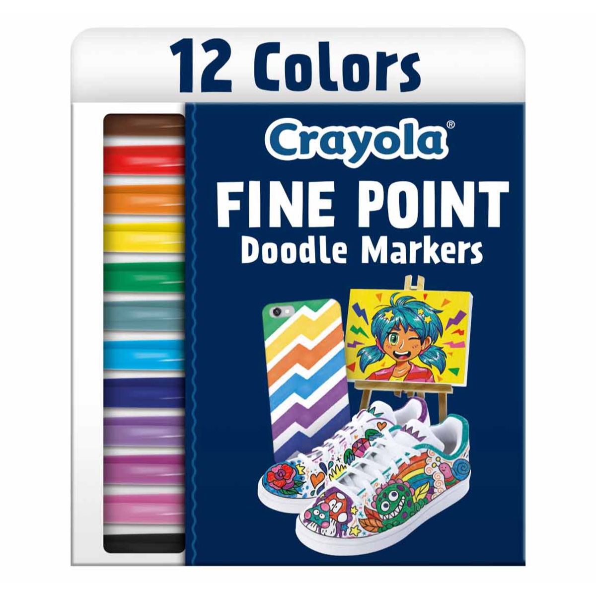 Crayola Fine Point Doodle Markers Unisex, 8-10 Years, Pack of 12