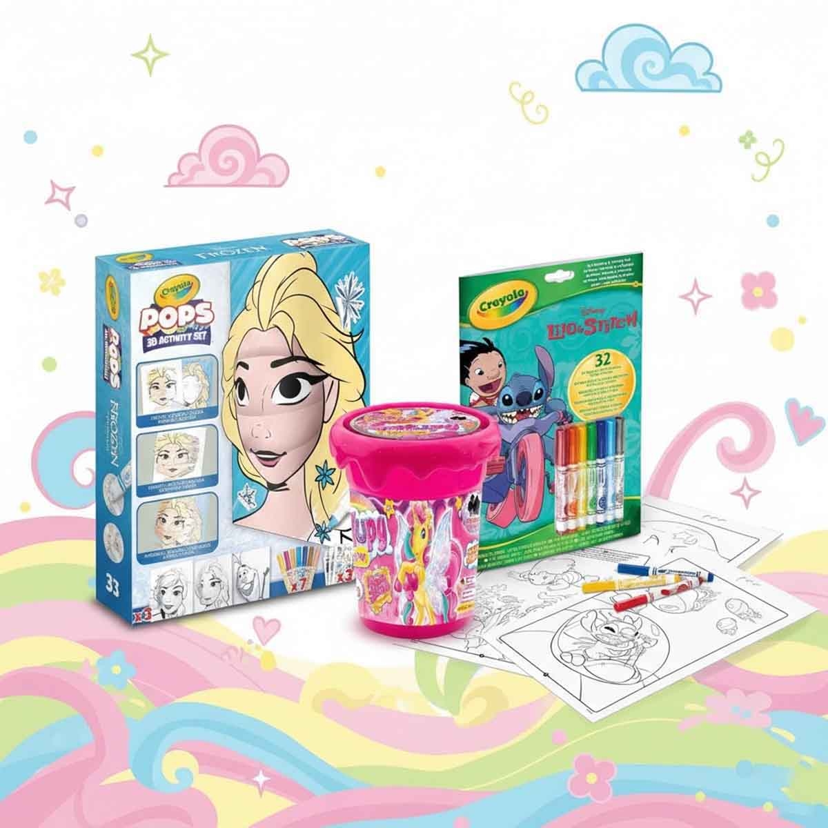 Crayola Frozen 3D with Lilo & Stitch Coloring Activity Set & Craze Assorted Slime Bundle Pack Unisex, 3-4 Years