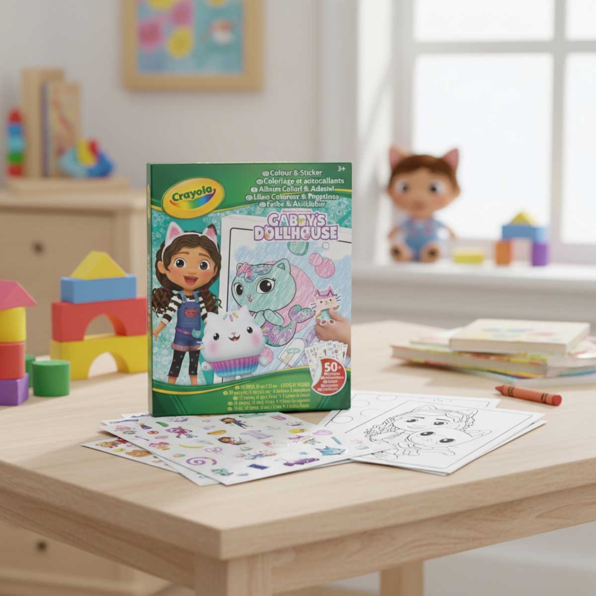 مجموعة ألوان وملصقات بيت الدمى من كرايولا غابي، للجنسين، 3-4 سنوات