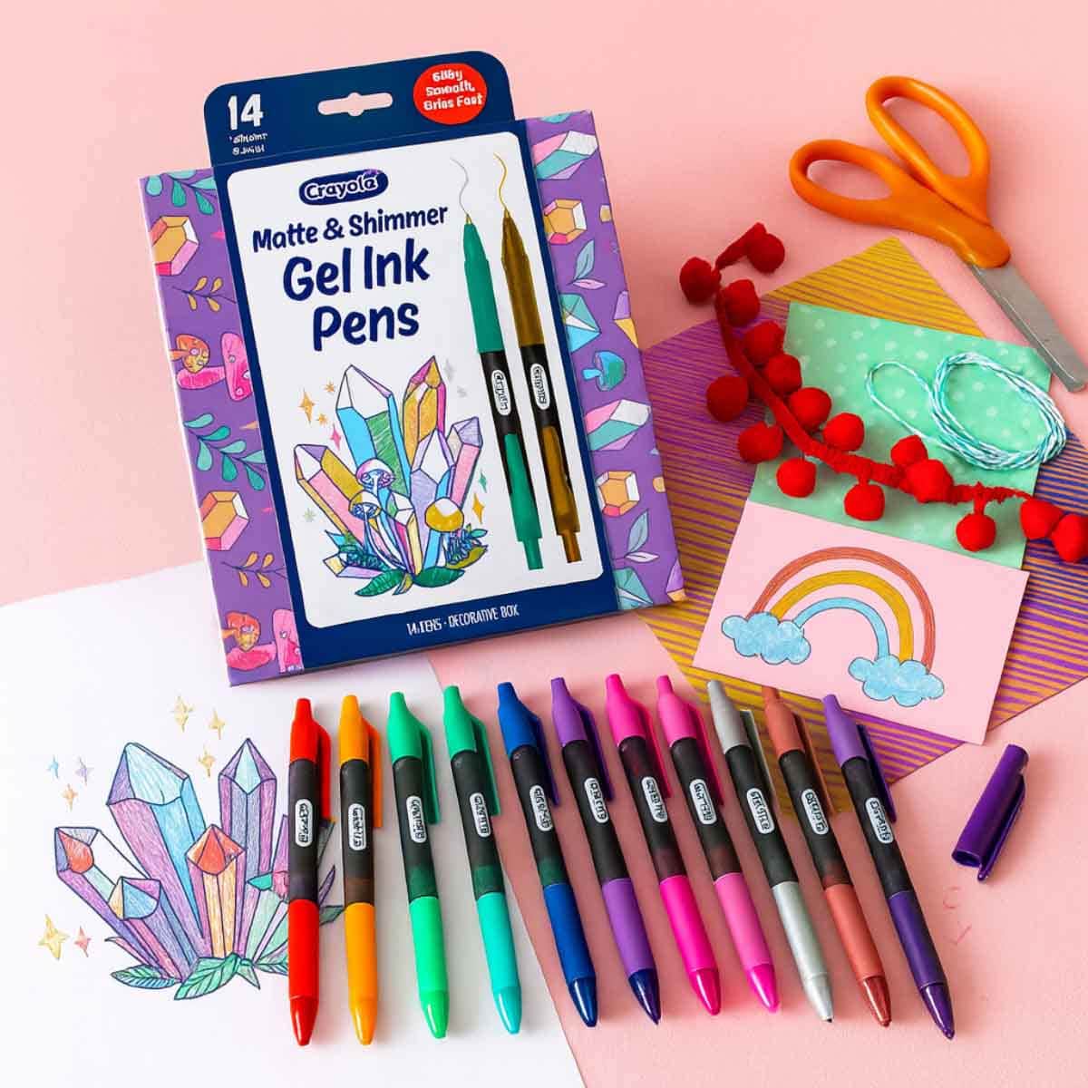 Crayola Gel Ink Matte & Shimmer Pen Marker Set Unisex, 8-10 Years