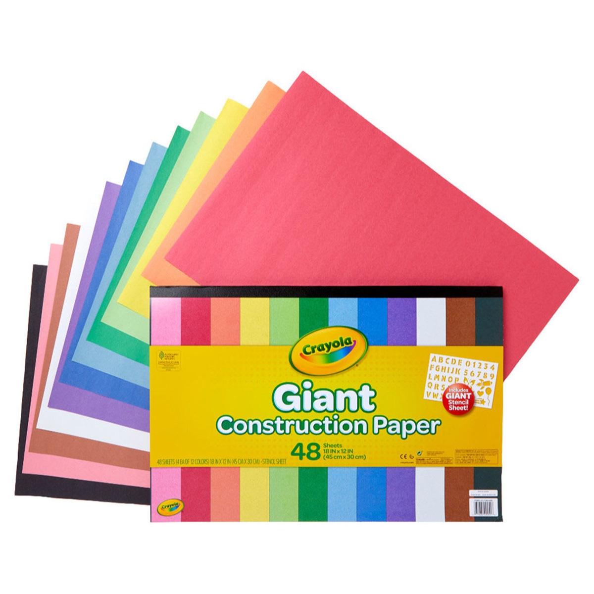 كرايولا ورق إنشاء عملاق للجنسين، 3-4 سنوات، مجموعة من 48