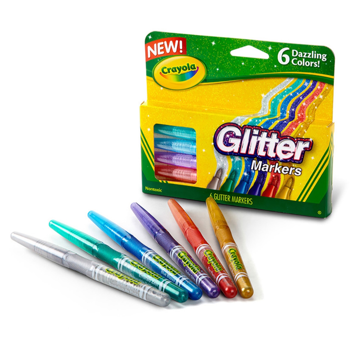 Crayola Glitter Markers Unisex, 5-7 Years, Pack of 6