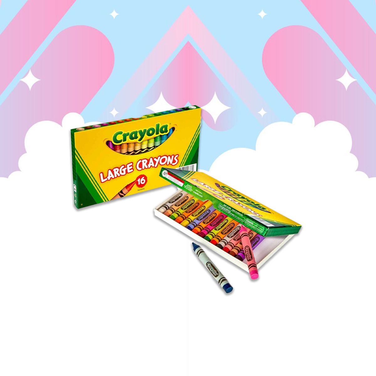Crayola Large Crayons in Lift Lid Box Unisex, 3-4 Years, Pack of 16