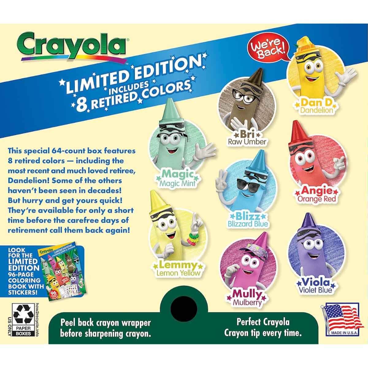Crayola Limited Edition 8 Retired Colors Crayons Unisex, 3-4 Years, Pack of 64