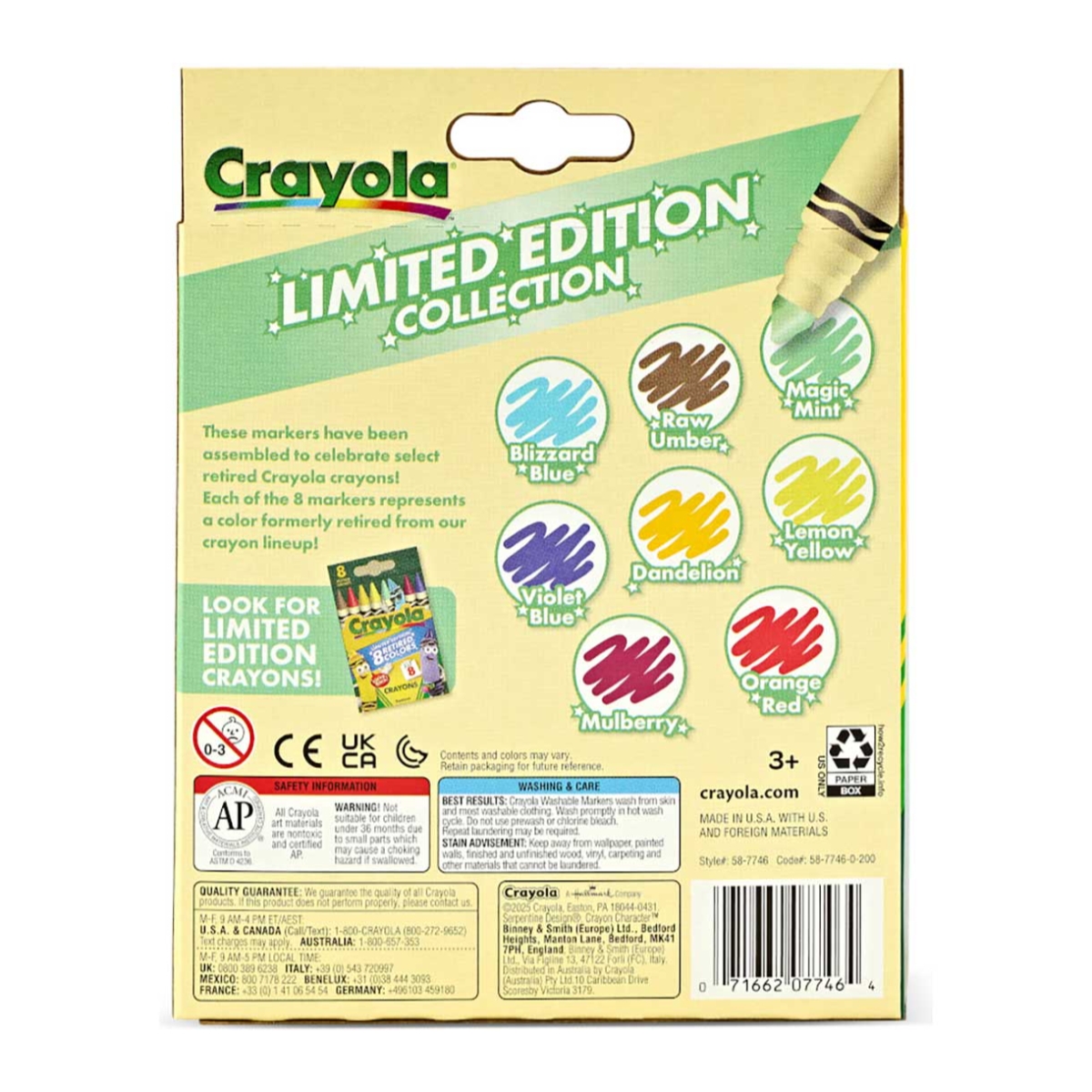 Crayola Limited Edition Collection Markers Unisex, 3-4 Years, Pack of 8