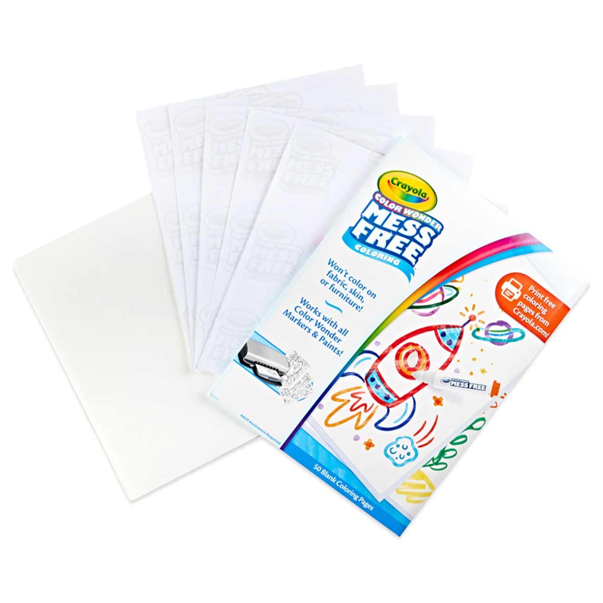 كرايولا صفحات تلوين فارغة خالية من الفوضى للجنسين، 3-4 سنوات، مجموعة من 50