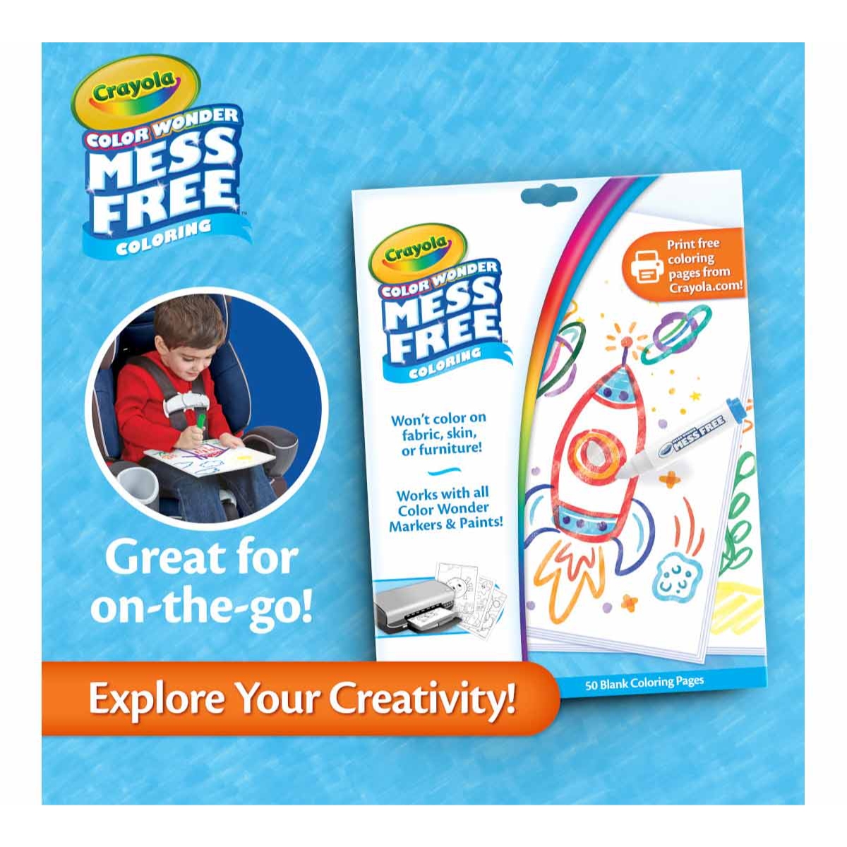 كرايولا صفحات تلوين فارغة خالية من الفوضى للجنسين، 3-4 سنوات، مجموعة من 50