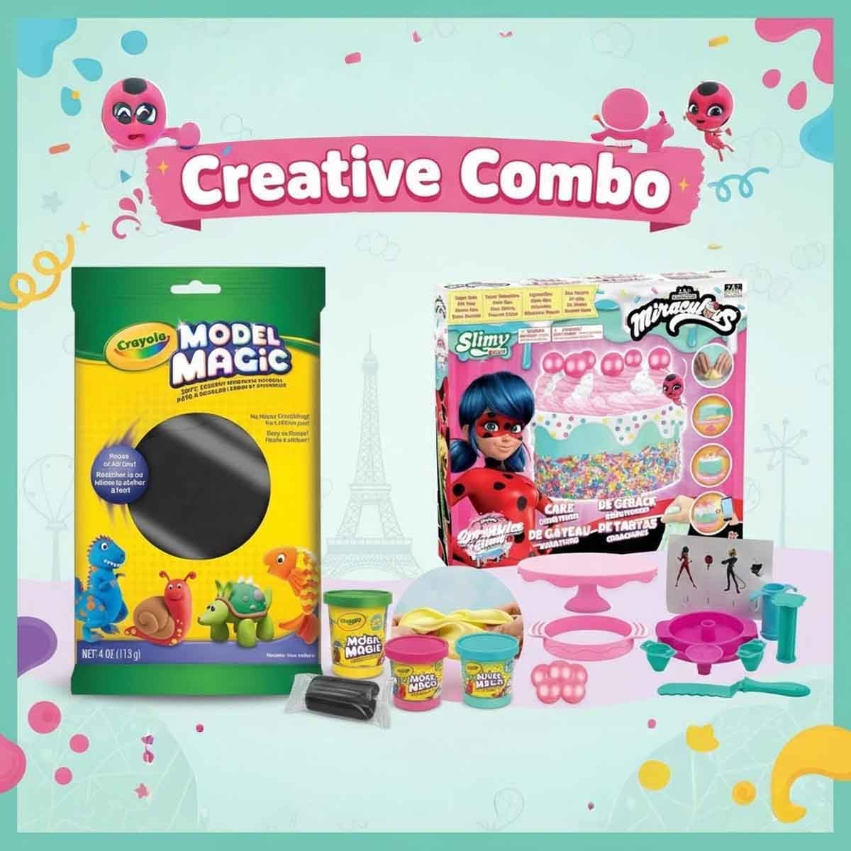 Crayola Modeling Clay & Miraculous Birthday Cake Slime Kit Bundle Pack Unisex, 3-4 Years