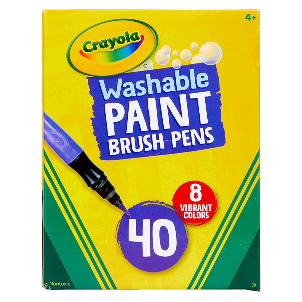 Crayola No Drip Washable Paint Brush Pens Unisex, 3-4 Years, Pack of 40